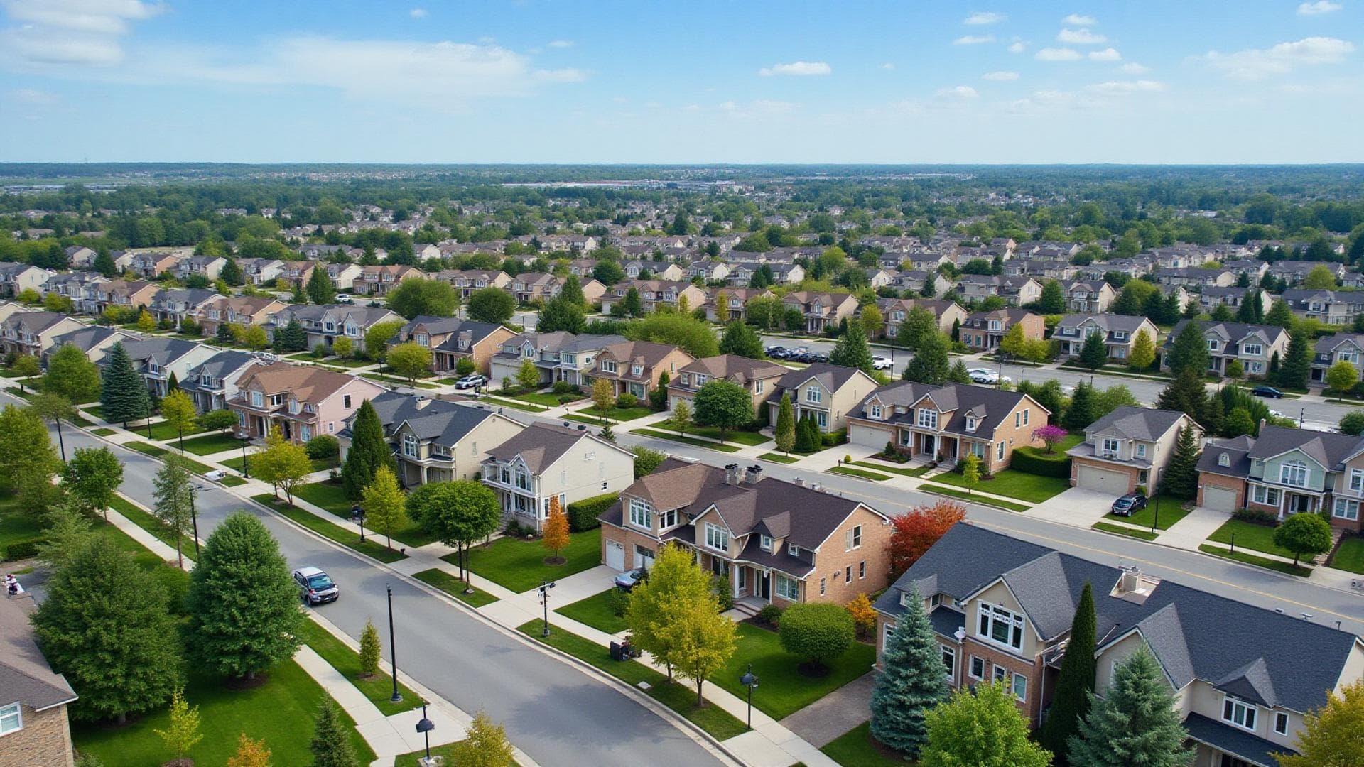 Aerial view of Richmond Hill, Ontario homes and neighborhoods